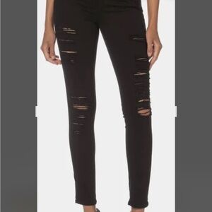 Frame Denim Black Ripped Skinny Jeans